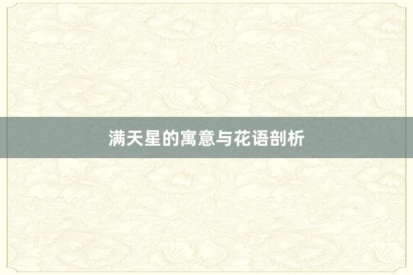 满天星的寓意与花语剖析